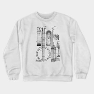 Banjo Vintage Patent Hand Drawing Crewneck Sweatshirt